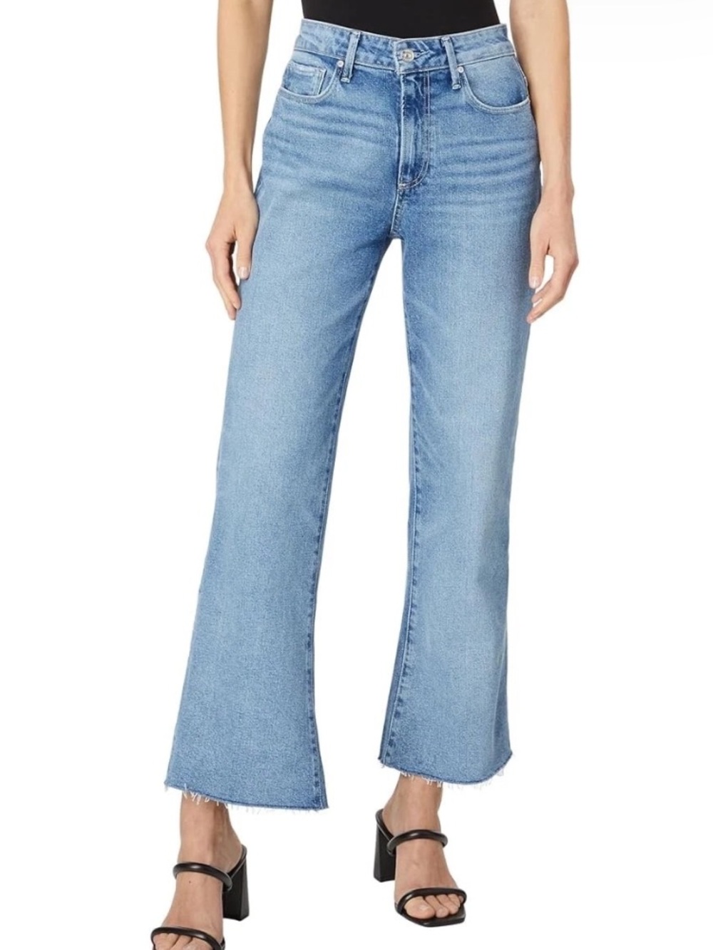 PAIGE Leenah Ankle Raw Hem High Rise Jeans Walk of Fame Wash Sz 27 Boho Stretch